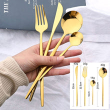 Load image into Gallery viewer, 24Pcs Black Handle Golden Cutlery Set
