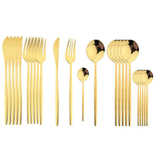 Load image into Gallery viewer, 24Pcs Black Handle Golden Cutlery Set
