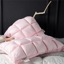 Load image into Gallery viewer, White &amp; Pink Premium Goose Down Pillow
