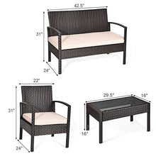 Load image into Gallery viewer, Rattan 4 Pcs Patio Furniture
