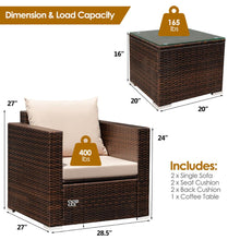 Load image into Gallery viewer, Rattan 3PCS Patio Furniture
