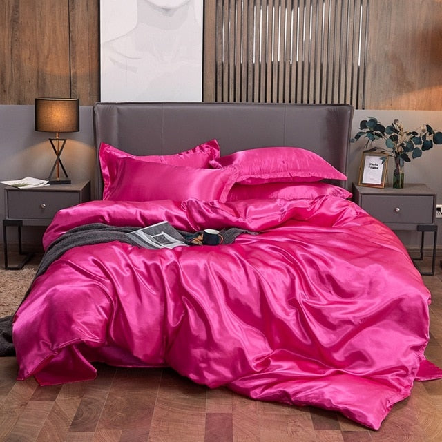 New 100% Pure Satin Silk Bedding Set King Size