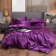 Load image into Gallery viewer, New 100% Pure Satin Silk Bedding Set Family Suite
